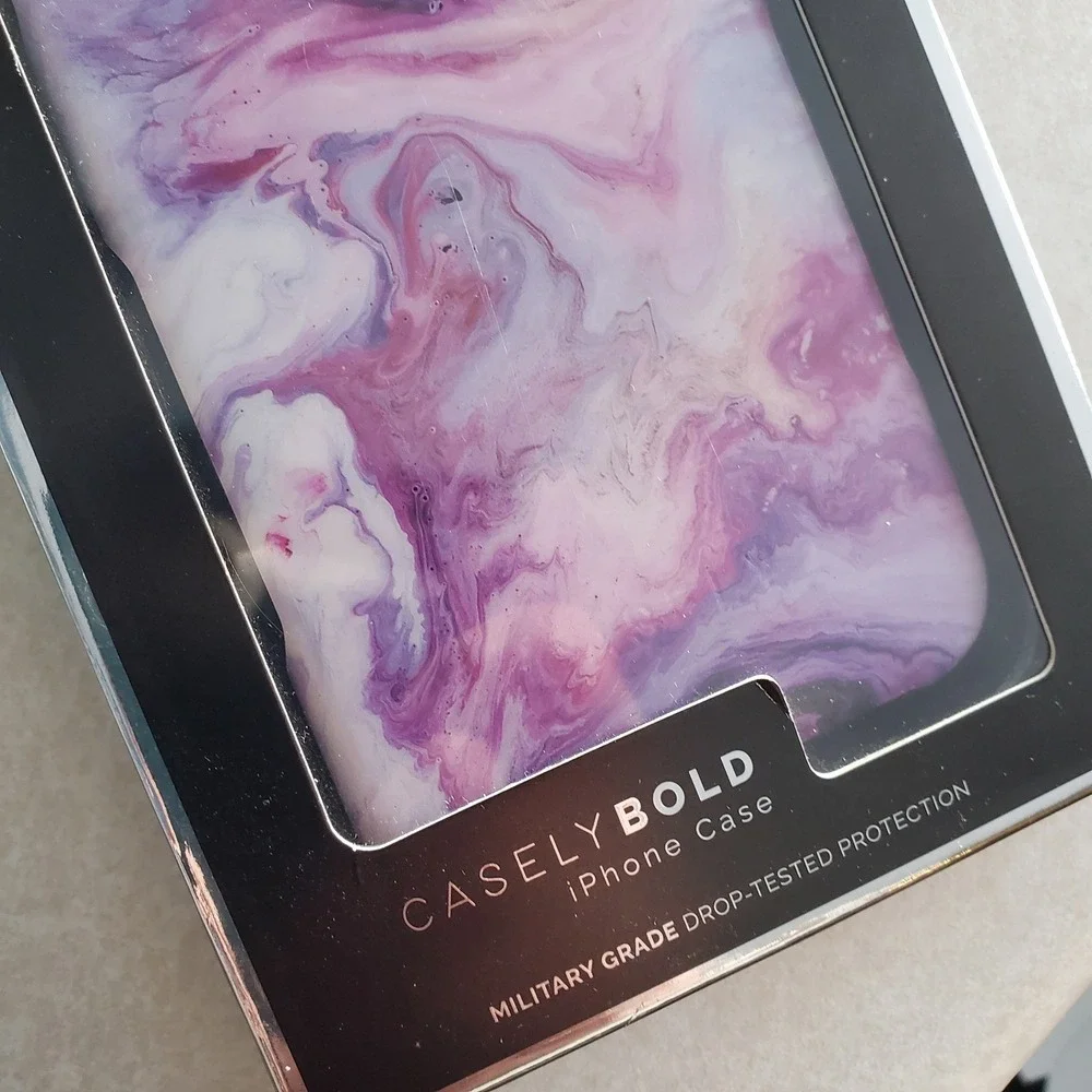 CASELYBOLD iPhone XS Case Military Grade Drop Tested Marble Swirl‎ Purple Pink